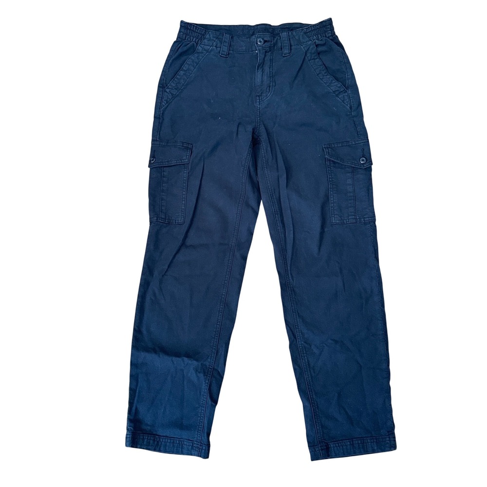 American Eagle Black Cargo Pants Stretch Waist Zip Fly Womens 4 Sporty Utility